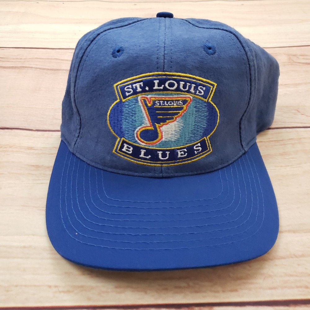 Vintage Logo 7 St Louis Blues NHL Snapback Hat Blue Adjustable‎ Mens Cap